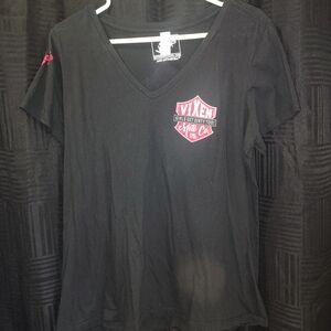 Women's Black V-Neck Logo Tee
